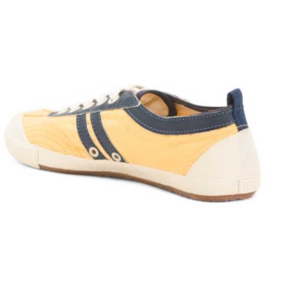 NEW in Box RE/DONE 90s Low Top Sneakers Yellow Canvas/Navy Leather Trim Size 38 - Picture 8 of 10